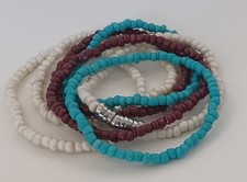 Multi-Colored 7 Piece Set Beaded Stretch Glass Seed Bead Bracelets- new