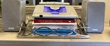 Vintage Y2k Emerson CD Player Silver Clear Flap See Disc Spin TESTED WORKING