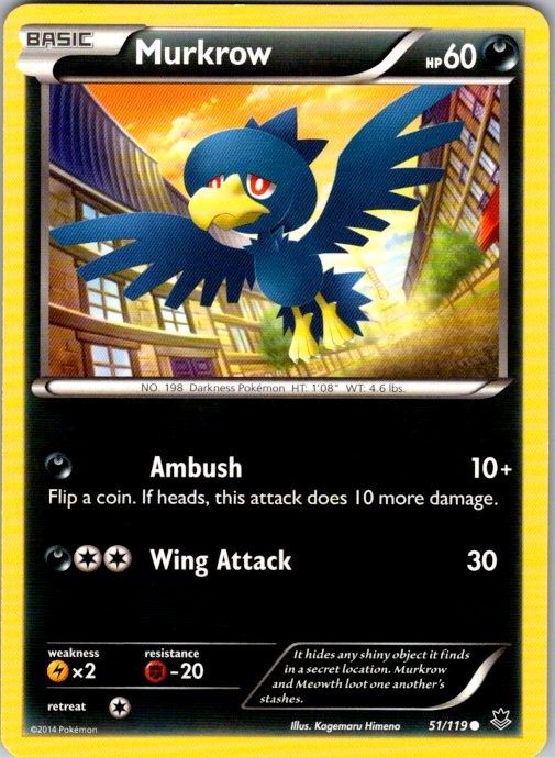 Murkrow 51/119 Common Phantom Forces Pokemon Lightly Played
