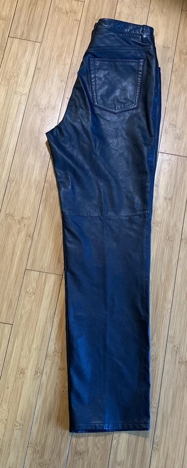 Pantalones deportivos JONES NEW YORK negros 100 % cuero suave genuino para mujer talla 10 Foto 2 de 4