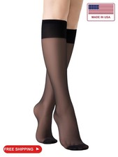 leg elegant 6 Pairs Sheer Knee High Stockings for Women, Reinforced Toe, Multico
