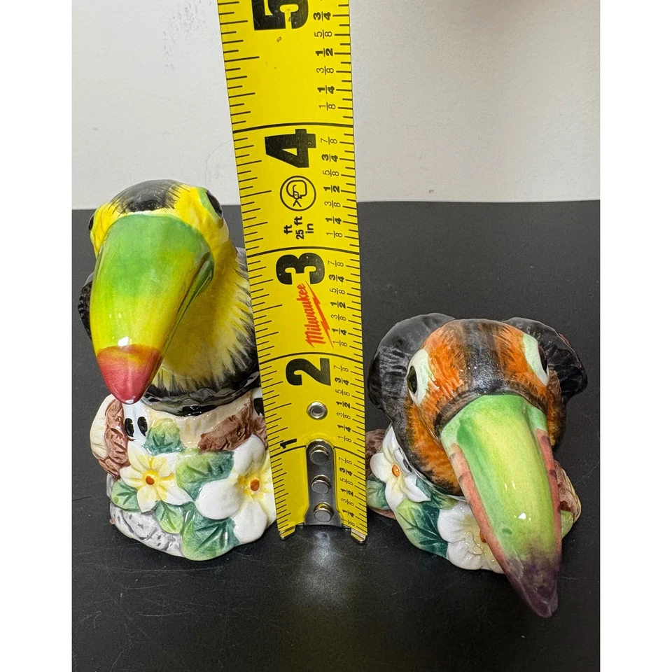 Sal Pimienta Tucán Bandeja Hibisco Tropical Cocina Decoración Cerámica Foto 2 de 4