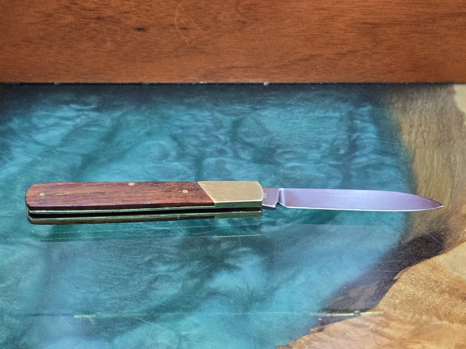 复古木质手柄黄铜螺栓口袋刀 3 英寸折叠刀片 👀 外观 🌟CLEAN — 第 4/4 张图片