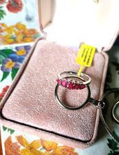 925 Sterling Red Garnet 5 Stone Half Enternity Ring