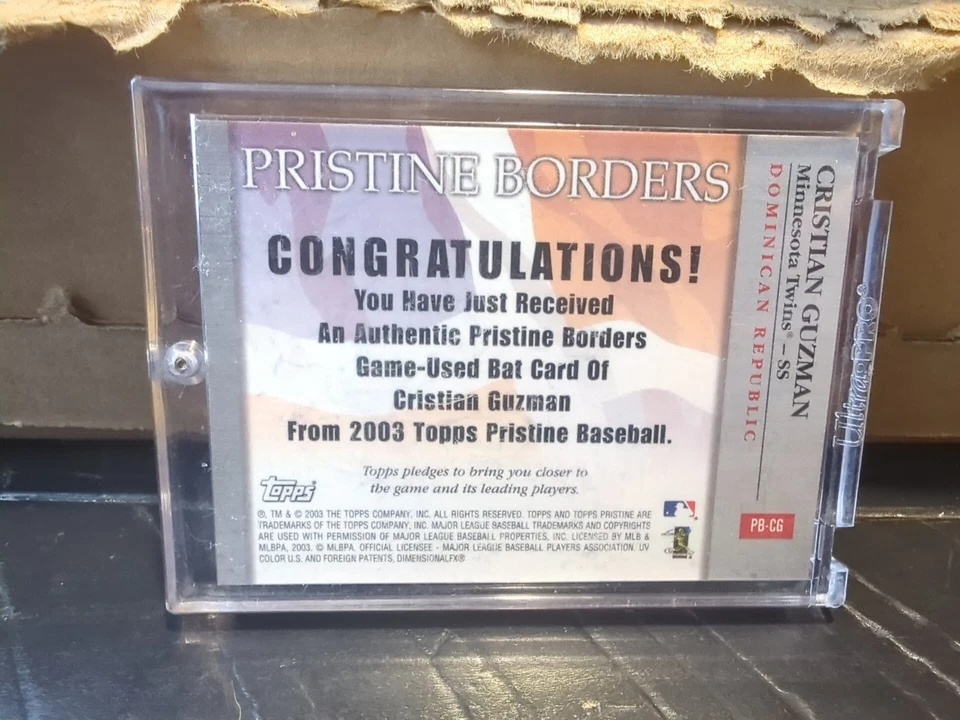 2003 Topps Pristine Borders Relics Refractors #CG Juego Cristian Guzmán Bate Usado Foto 4 de 4