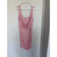 Hello Molly Pink Ruched Bodycon Mini Dress Cowl Neck Sleeveless Womens Size 6 M