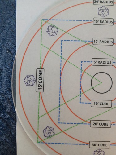 D&D Acrylic Spell AOE Damage Template: 5'-20' Radius, 10-30' Cube & 15' Cone. - Picture 4 of 5