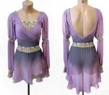 Ice Figure Skating Dress Rhythmic Gymnastics Twirling Competition purple dyeing