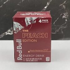 Red Bull Energy Drink, Peach-Nectarine, 8.4 Fl Oz (Pack Of 4) 6/11/24