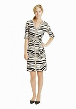 J. McLaughlin Zebra Print Wrap Dress Small animal knee length work office black