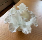 Vintage Fenton Milk Glass Hobnail 3 Horn Epergne Vase Ruffles 6.25" Tall x 7.5"