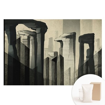 Textured Non-Woven Wallpaper Monumental Columns With Symmetrical Compositions
