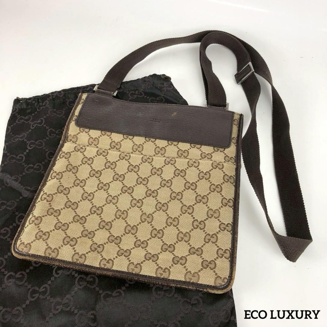 GUCCI GG Canvas Brown Shoulder Bag 27639 Authentic F06181572