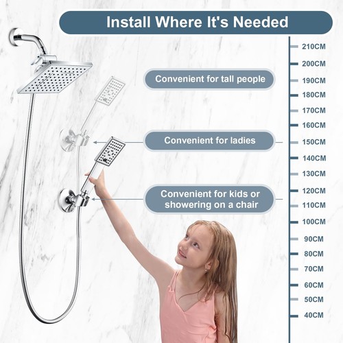 Rain Shower Head with Handheld Spray, 8 Inch High Pressure Rainfall Shower He... - Picture 5 of 8