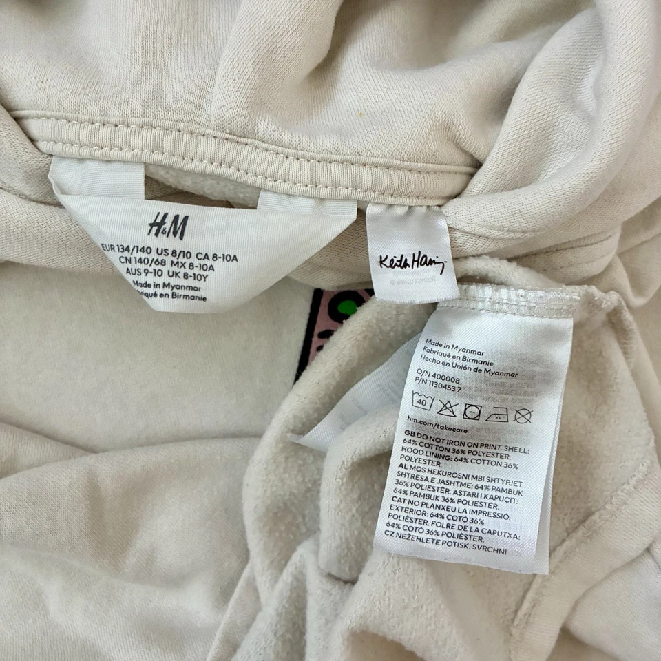 KEITH HARING H&M YOUTH 8/10 Bronceado Sudadera con Capucha Sudadera Camisa Foto 4 de 4