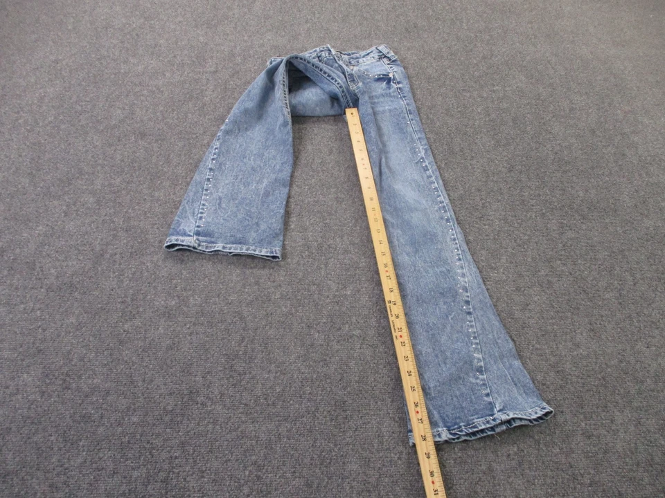 True Religion Jeans Girls 16 Denim Joey High Rise Flared Logo Rhinestones Y2K - Image 3 of 4