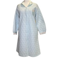 JCPenney Vtg Quilted Robe House Dress L Granny Appliqu Cottage 60s Mid Century