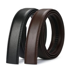 Luxury Men's Automatic Buckle Belt Ratchet Strap Black Brown Leather Strap Jeans