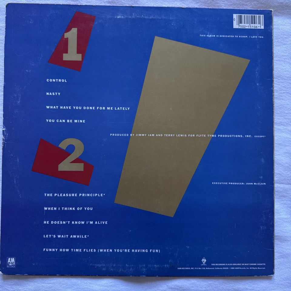 Janet Jackson - Control 1986 A&M Records LP Vinyl Record Pop — 第 2/4 张图片