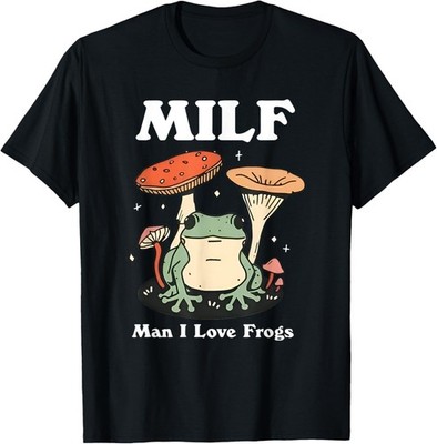 MILF Man I Love Frogs Vintage Retro Frog And Mushroom Funny T-Shirt