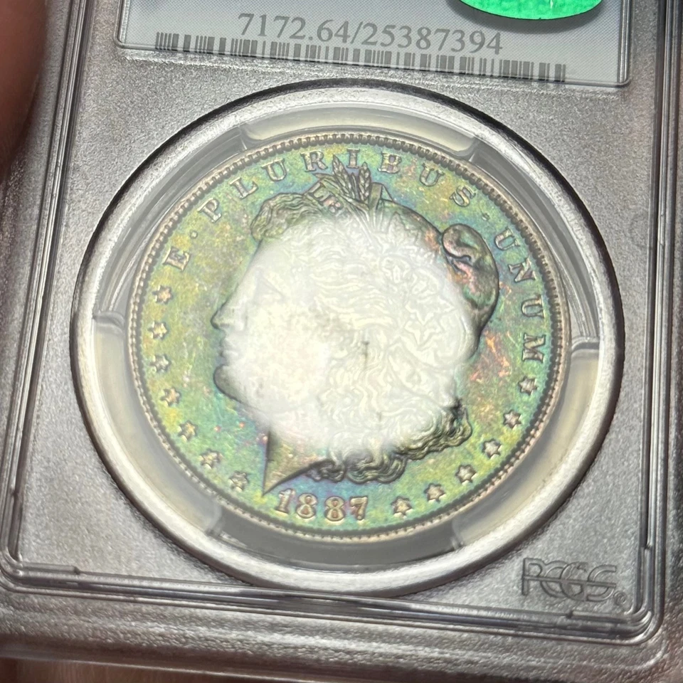1887 $1 MS64 PCGS CAC Toned Morgan Dollar - Lovely Double Sided Rainbow Toning - Image 2 of 4