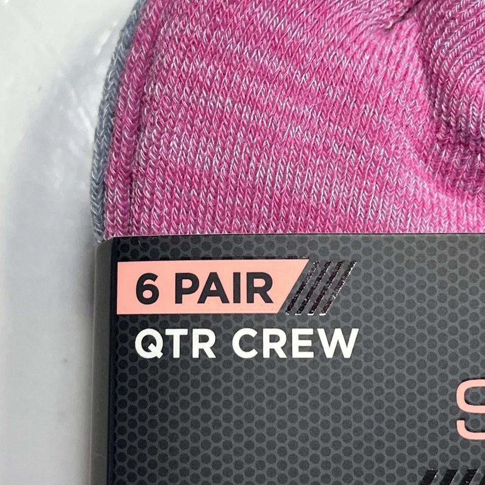 Calcetines Skechers Active para mujer 6-9,5 Qtr Crew 6 pares soporte para el arco acolchados negros Foto 3 de 4