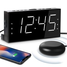 Extra Loud Dual Alarm Clock with Vibration for Bedroom,Extreme Bed Shaker Ala...