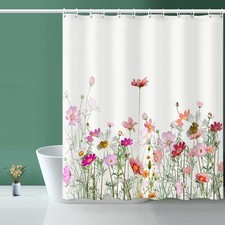 Flower Shower Curtain - Waterproof Bathroom Fabric Shower Curtain, 72 W x 72 ...