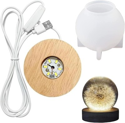 DIY Round Silicone Mould with Lamp Holder, LED Lamp Ball Epoxy Resin Moulds, Cra