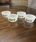 4 Vintage Anchor Hocking Fire King Custard Cups in Summerfield Floral Pattern