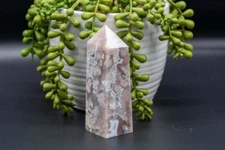 Pink Amethyst w/Flower Agate Tower 4"