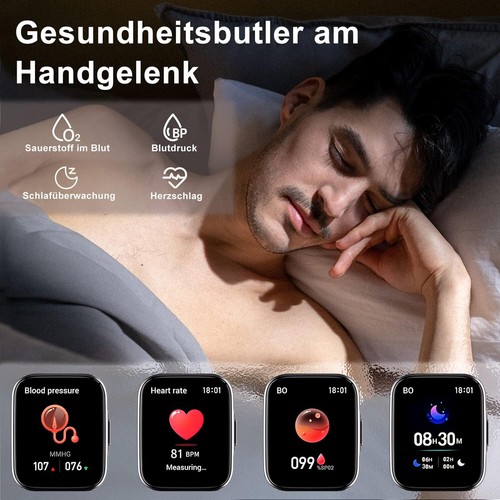 Smartwatch Herren Damen mit Telefonfunktion Armbanduhr für iPhone Samsung Huawei - 第 5/6 張圖片