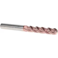 Iscar 3398314 Carbide Ball End Mill: 1/2" Diam, 4 Flute, 5" OAL, 38° Helix
