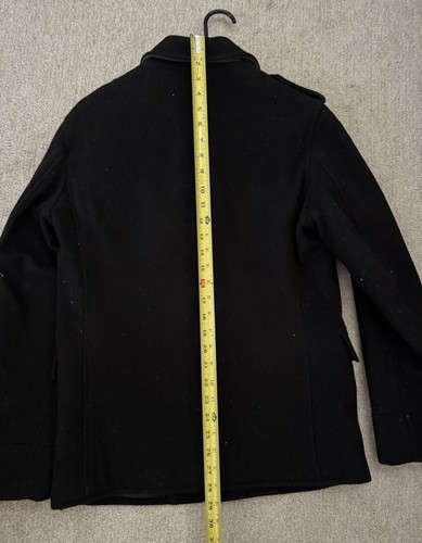Banana Republic Black Wool Single Breasted Military Pea Coat - Mens XS - Picture 12 of 13