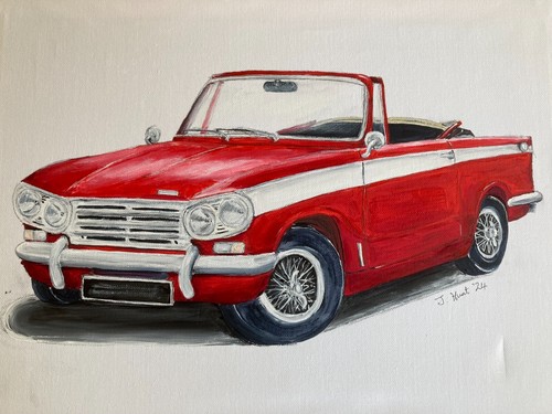 Ideal Gift Classic Triumph Vitesse Convertible 2.0 lt Original Painting - Picture 4 of 4