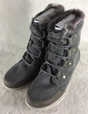 Sorel Explorer Joan Boots Women’s 6.5 Gray Waterproof Faux Fur Lined NL3039-052