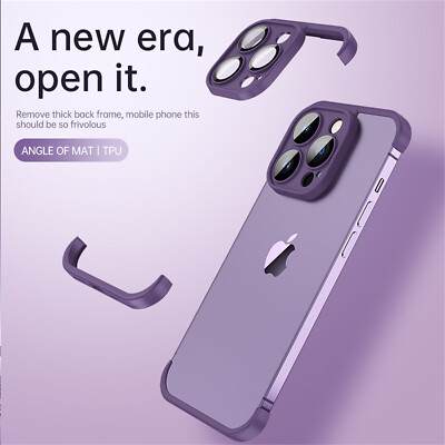 For iPhone 14 Pro 16 Pro 15 Camera Lens Corner Edge Frameless Protective Case