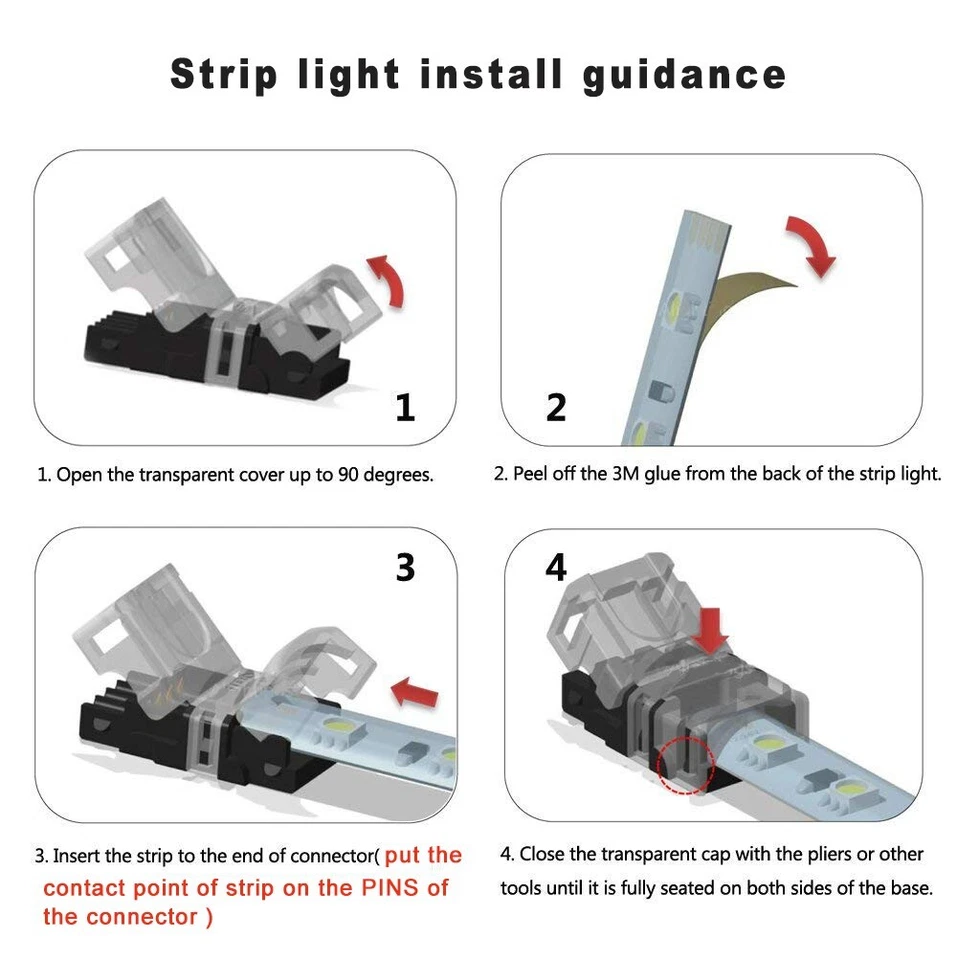 10 Pack 4 Pin LED Connector for RGB Waterproof Strip Light Strip to Wire 10mm - Image 3 of 4