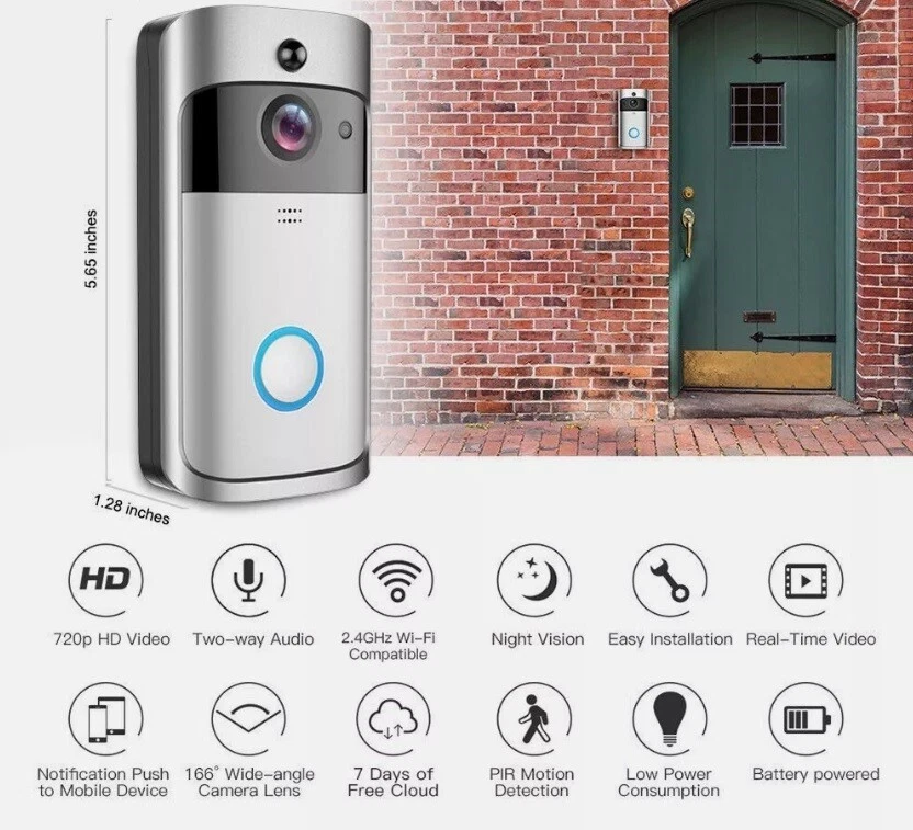 Timbre Video WiFi Inteligente Inalámbrico Timbre Teléfono Timbre Intercomunicador Cámara de Seguridad Foto 3 de 4