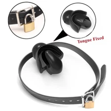 Silicone Open Mouth Gag Tongue Fix Fetish Dilator Ball Oral Couple with Lock Bla