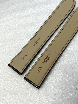 Cartier Watch Strap 18 x 16mm KD25XT19 Alligator Black Semi-Gloss