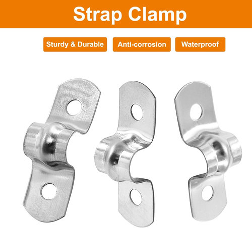 60Pcs M8 Rigid Pipe Strap 5/16" Stainless Steel Two Hole Strap U Bracket Clamps - Picture 3 of 12