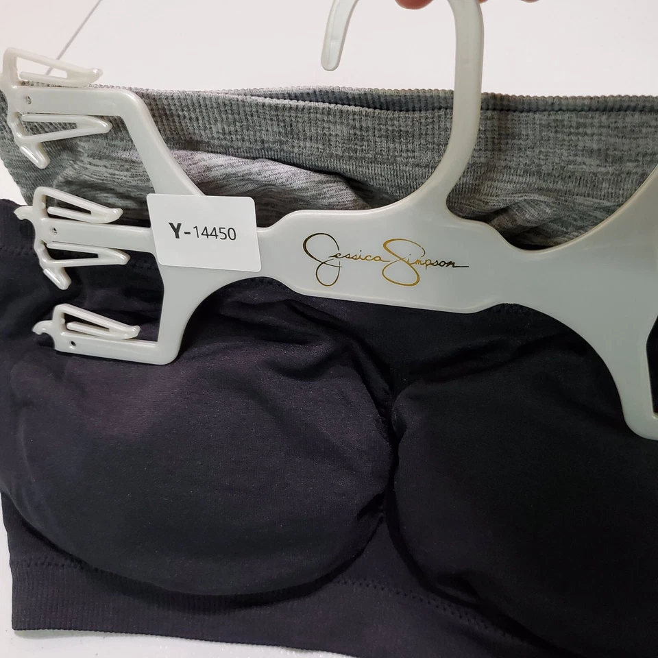 Jessica Simpson Mujer Sujetador Grande Gris y Negro Sin Tirantes Bandeau Conjunto de 2 Nuevo Sin Etiquetas Foto 2 de 4