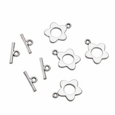 Flower Toggle Clasp 20 Sets 16x20mm Tibetan Silver Clasps Metal Jewelry Finding