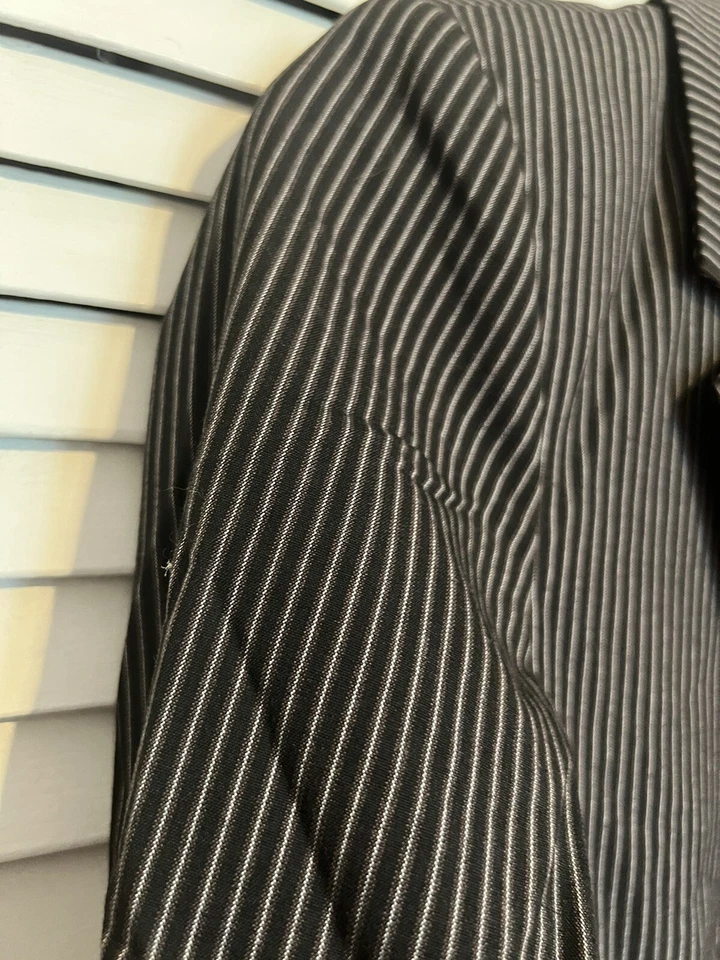 Jaqueta LARRY LEVINE Feminina Tamanho 12 Blazer Terno Preto Marrom Listrado NOVO $70 - Imagem 3 de 4