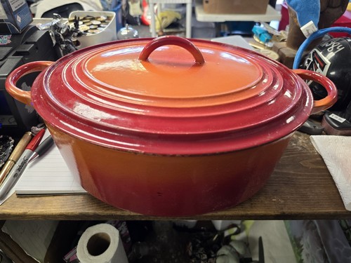 Vintage Le Creuset Flame Orange Dutch Oven w/ Lid - 7.25 Qts - 第 1/8 張圖片