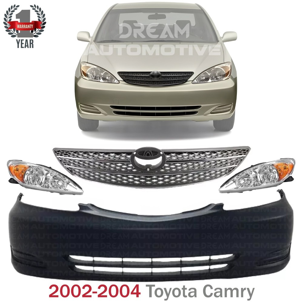 Front Bumper Cover Paintable & Grille Assembly For 2002-2004 Toyota Camry