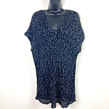 Eileen Fisher XL Cotton Tape Sweater Boxy Black Marled Organic Cotton Bl SS