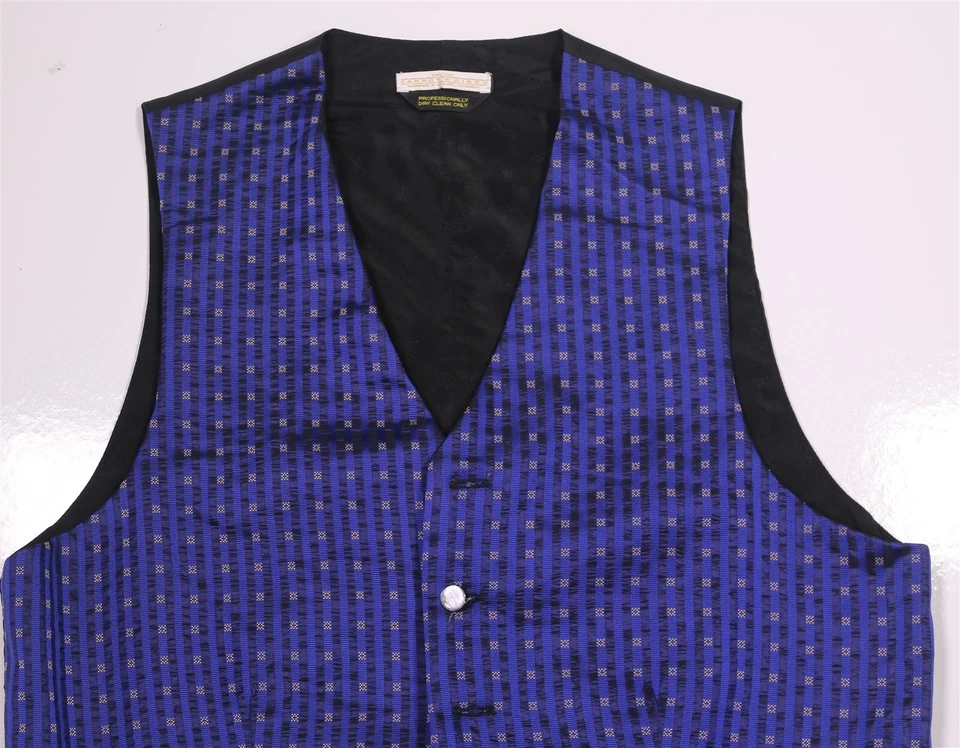 Carrot Gibbs Vest Royal Blue Jacquard Woven Silk Formal Men's Medium - Image 2 of 4