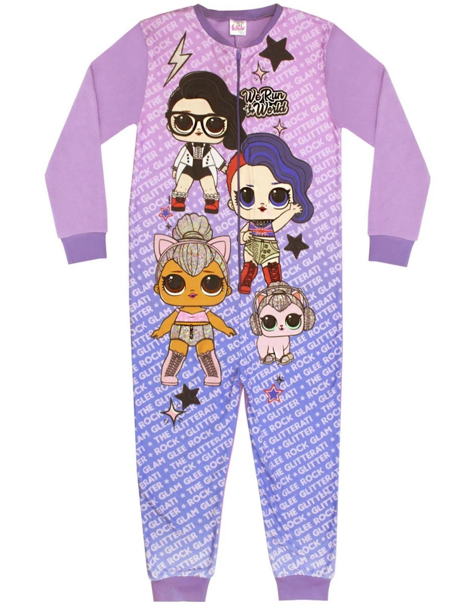 LOL Surprise Doll All In One Pyjamas Girls Kids Purple Pjs 3 4 Years